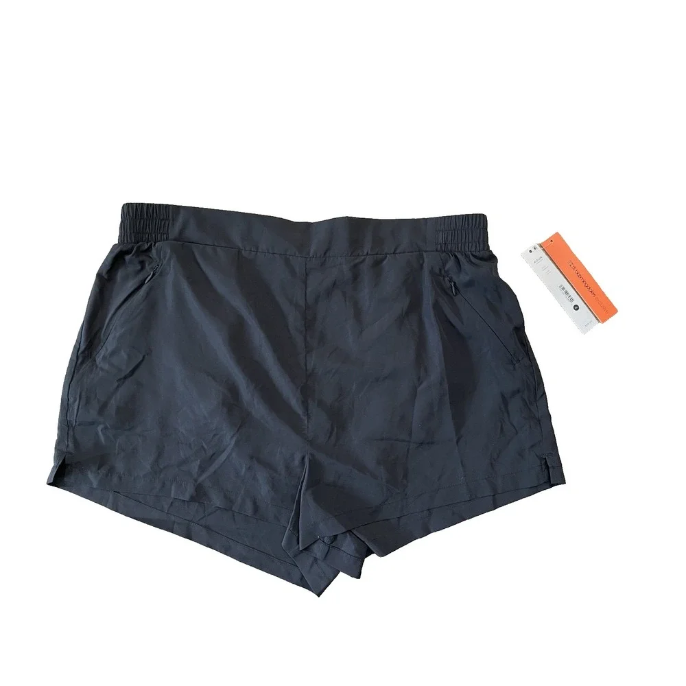 NWT Aqua‎ Athletics Women's Black Sz XL Panty Lined Windbreaker Shorts New